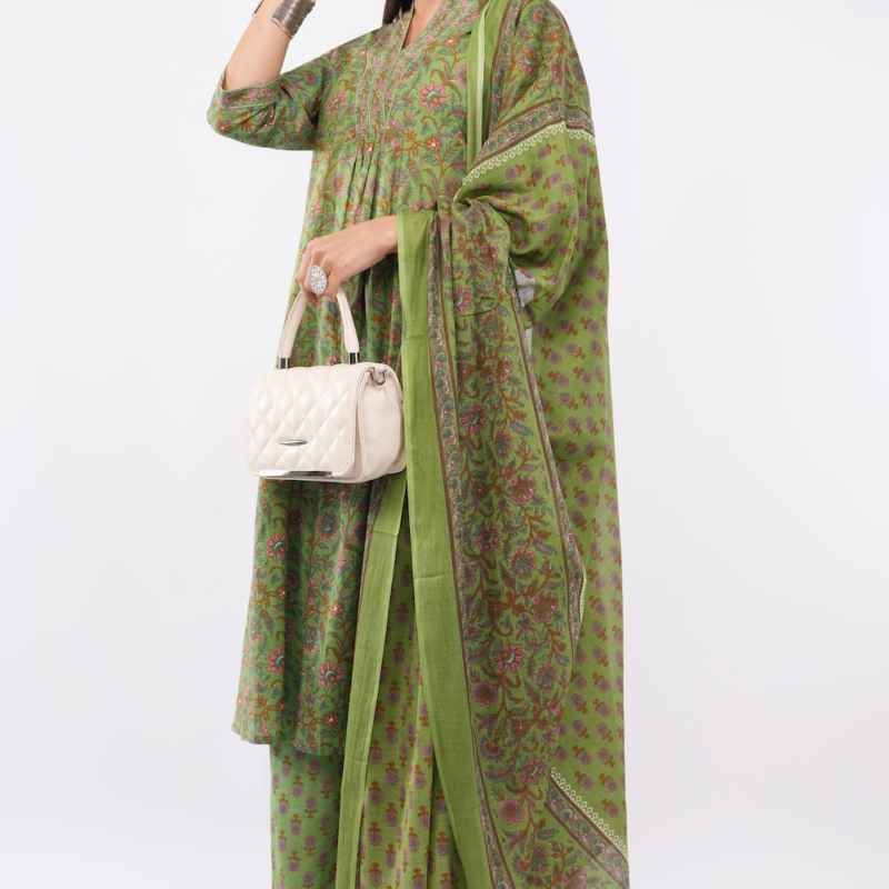 3 Piece Kurti Set Green