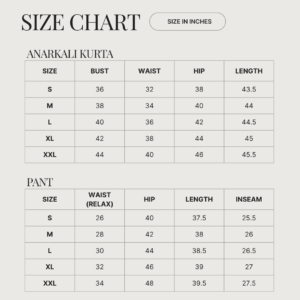 Anarkali Kurti Size Chart 4
