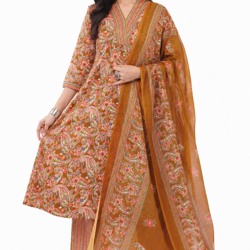 Mustard Cotton Palazzo Set