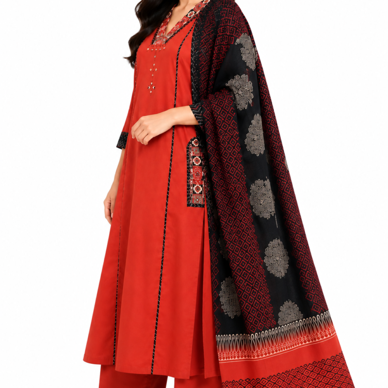 Nyra Rust Anarkali SUit Set with handwork